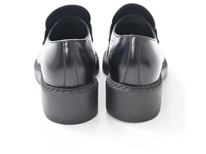 Mocassini a piattaforma in pelle nera Prada spazzolata Nero - vista 12