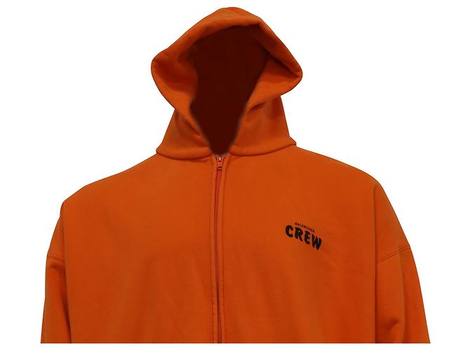 Felpa con zip Balenciaga Crew in cotone arancione - vista 2