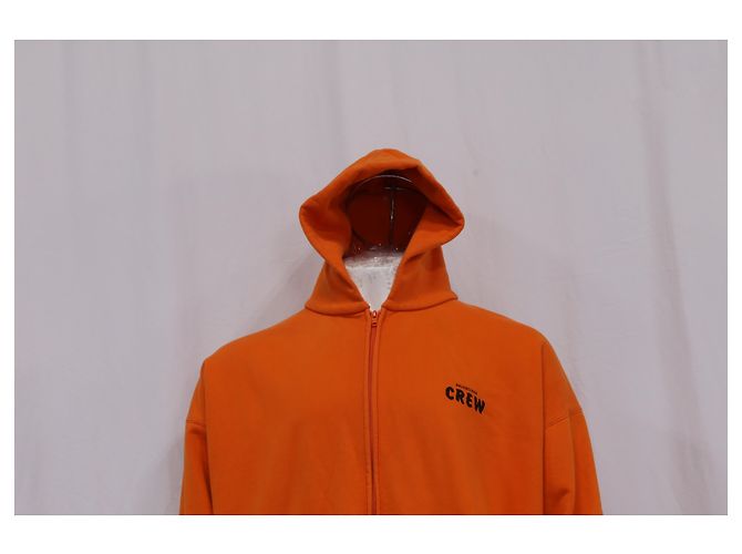 Felpa con zip Balenciaga Crew in cotone arancione - vista 9