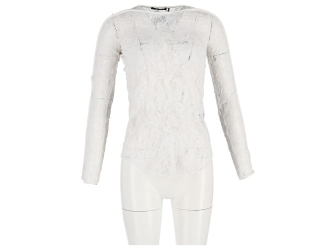 Blusa de encaje floral Isabel Marant en poliéster blanco Crudo - vista 4