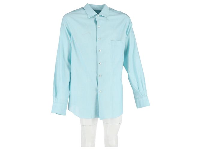 Camicia Bottonata Loro Piana in Cotone Azzurro - vista 4