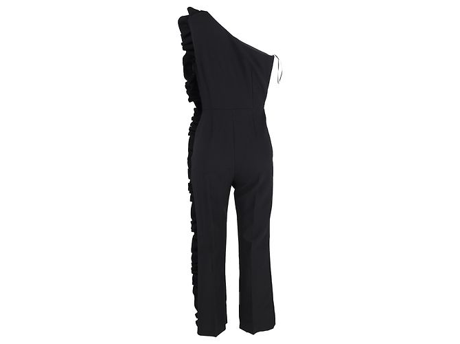 MSGM Ein-Schulter-Rüschensprunganzug aus schwarzem Polyester - Ansicht 3
