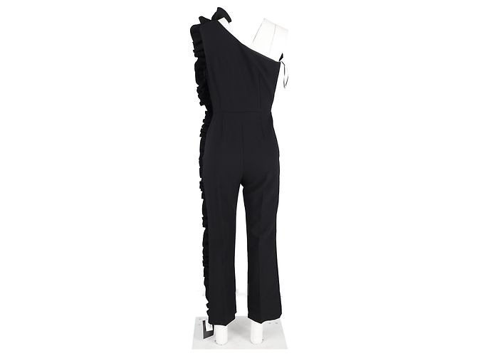 MSGM Ein-Schulter-Rüschensprunganzug aus schwarzem Polyester - Ansicht 6