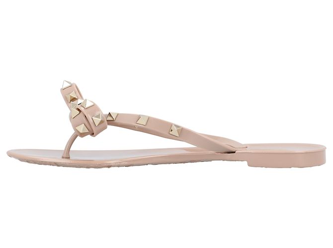 Valentino Garavani Infradito Valentino Rockstud Bow Marrone Carne - vista 2