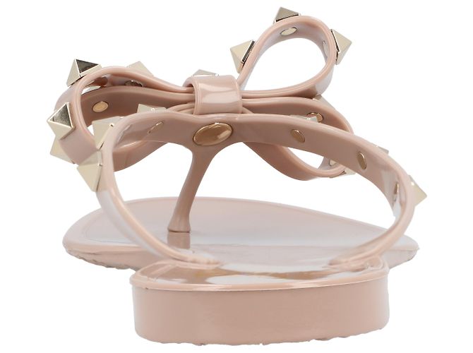 Valentino Garavani Infradito Valentino Rockstud Bow Marrone Carne - vista 3