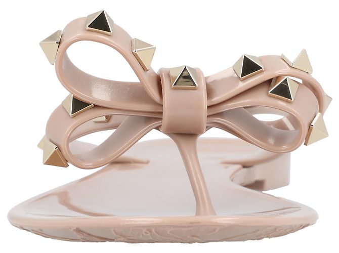 Valentino Garavani Infradito Valentino Rockstud Bow Marrone Carne - vista 5