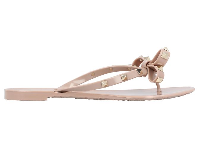 Valentino Garavani Infradito Valentino Rockstud Bow Marrone Carne - vista 6