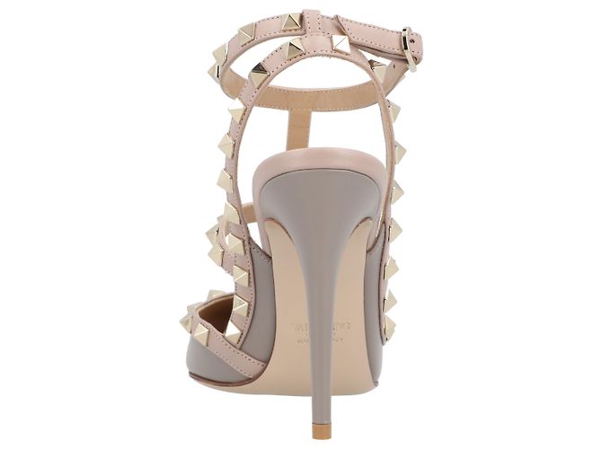 Pumps Rockstud in pelle marrone Valentino Garavani Grigio - vista 4