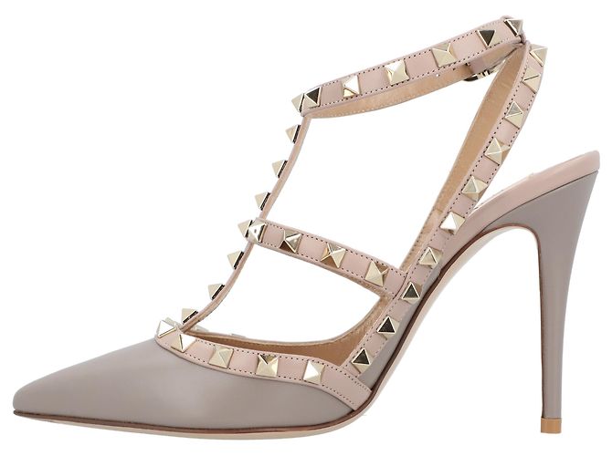 Zapatos Rockstud de cuero marrón Valentino Garavani Gris - vista 2