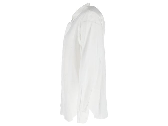 Camicia a maniche lunghe con bottone nascosto Giorgio Armani in cotone bianco Nero - vista 2