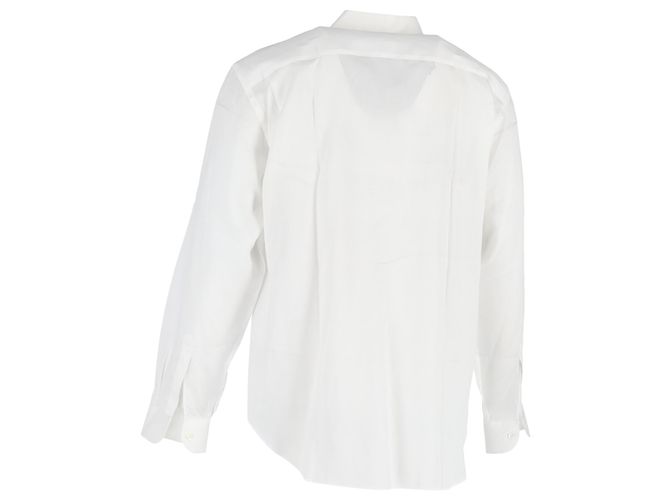 Camicia a maniche lunghe con bottone nascosto Giorgio Armani in cotone bianco Nero - vista 3