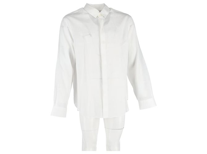 Camicia a maniche lunghe con bottone nascosto Giorgio Armani in cotone bianco Nero - vista 4
