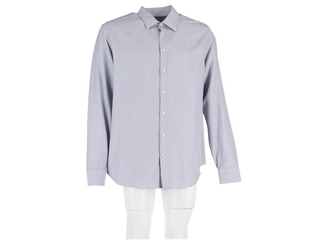 Camicia a maniche lunghe con motivo Giorgio Armani in cotone grigio Multicolore - vista 4