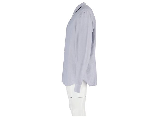 Camicia a maniche lunghe con motivo Giorgio Armani in cotone grigio Multicolore - vista 5