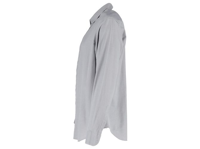 Giorgio Armani Patterned Hidden Button Shirt in Grey Cotton - view 2
