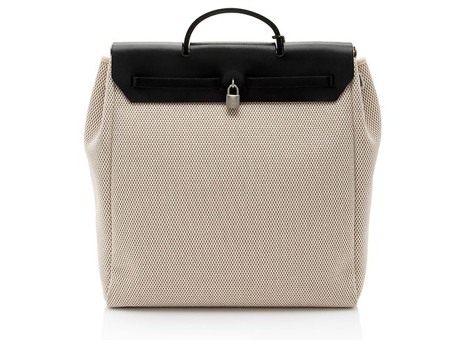 Borsa Hermès Vintage Toile Cabas Herbag 40 Marrone Beige - vista 3