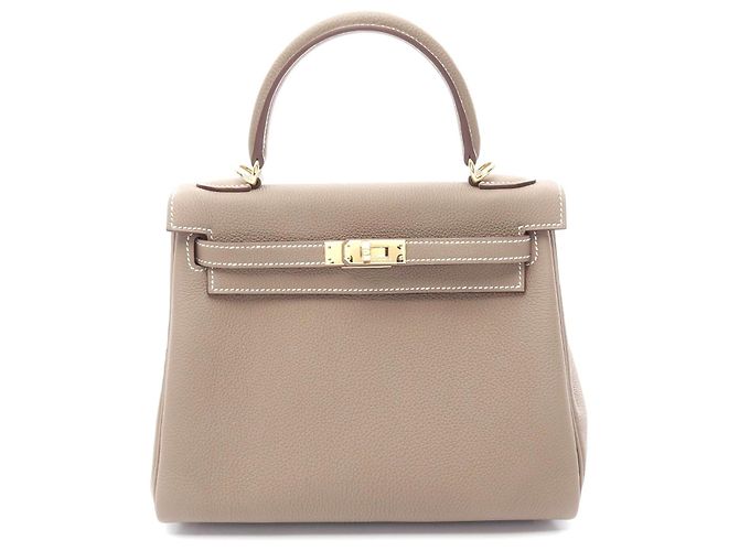Hermès Hermes Kelly 25 Etoupe Handbag Brown Leather Pony-style calfskin ...