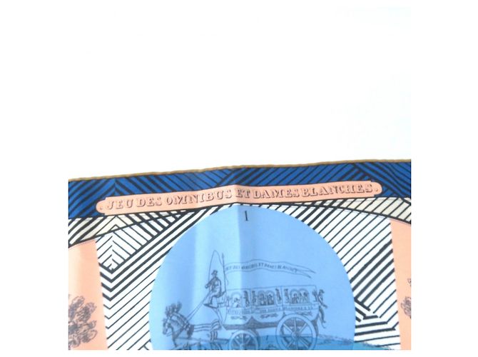 Hermès Foulard in seta Hermes Jeu des Omnibus et Dames Blu Multicolore - vista 7