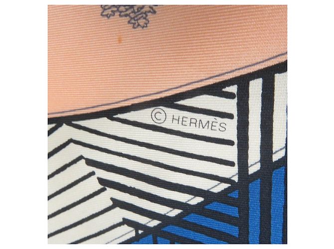 Hermès Foulard in seta Hermes Jeu des Omnibus et Dames Blu Multicolore - vista 9