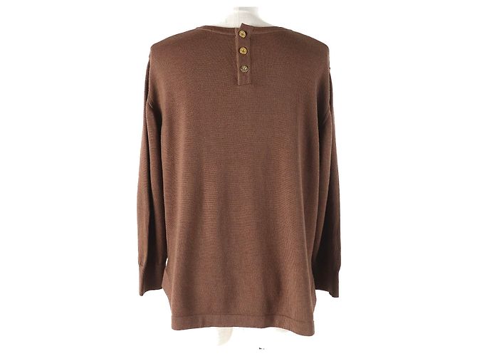 Autre Marque PULLOVER IN LANA E SETA CON STAMPA LEOPARDO LEONARD FASHION Marrone - vista 3