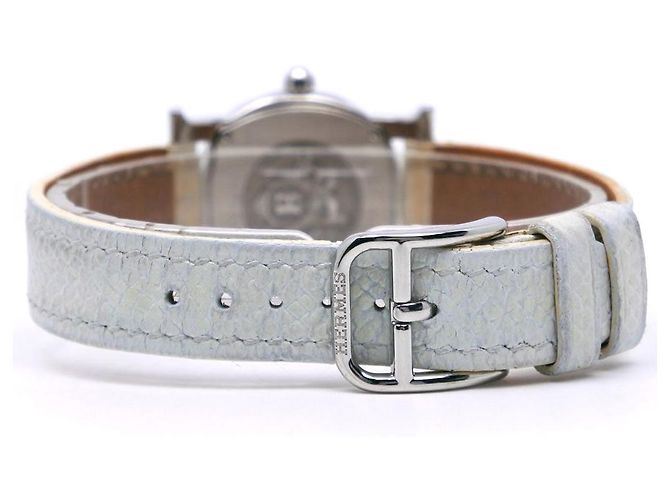 Hermès Hermes H Uhr Edelstahl Leder Quarz Silber - Ansicht 5