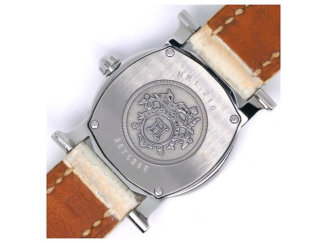 Hermès Hermes H Uhr Edelstahl Leder Quarz Silber - Ansicht 7