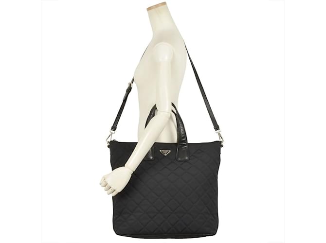 Prada Stepp-Tote-Bag Schwarz - Ansicht 2