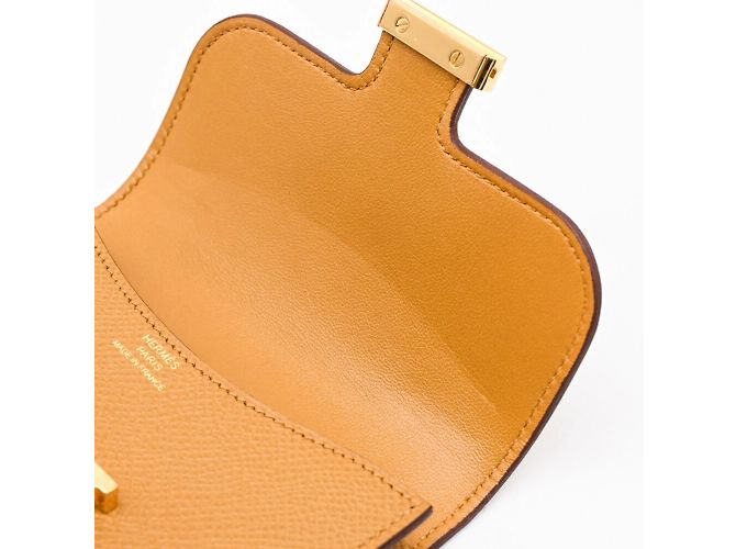 Billetera compacta de cuero Epsom Constance de Hermès Castaño - vista 15