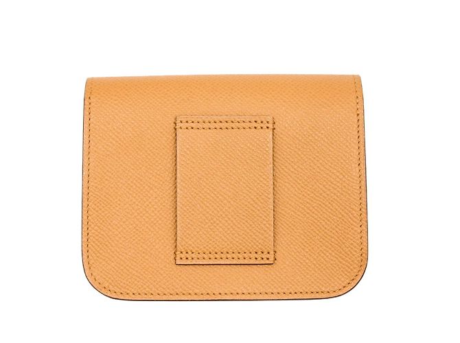 Billetera compacta de cuero Epsom Constance de Hermès Castaño - vista 3