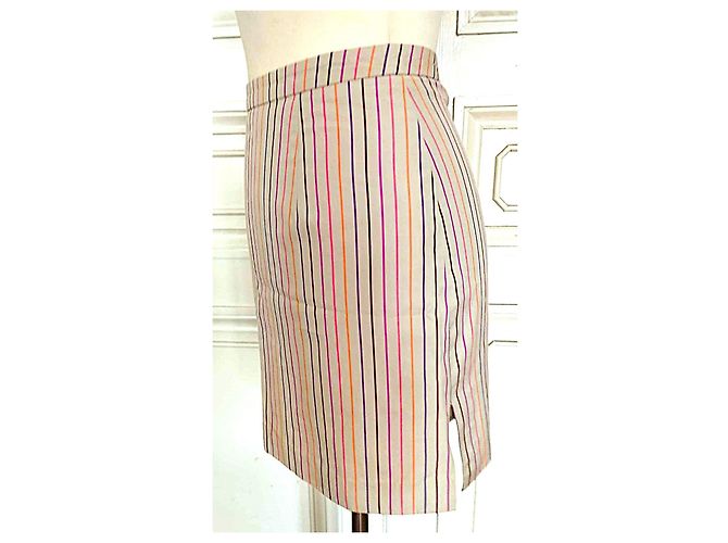 Falda Regina Rubens de Algodón con Rayas Beige Multicolor - vista 6