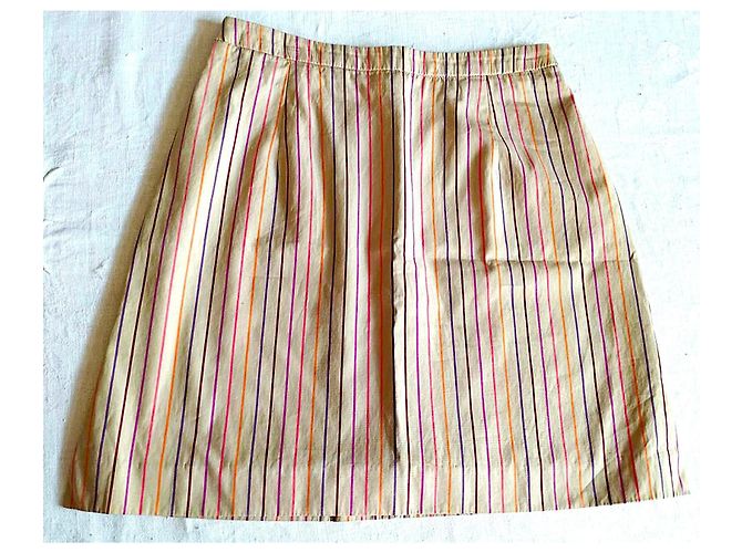 Falda Regina Rubens de Algodón con Rayas Beige Multicolor - vista 7
