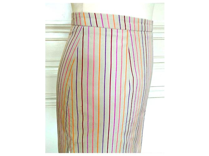 Falda Regina Rubens de Algodón con Rayas Beige Multicolor - vista 8