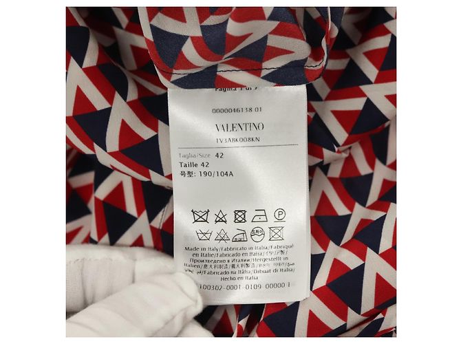 VALENTINO Camicia a maniche lunghe in seta rossa navy Auth ym053M Rosso Blu navy - vista 10