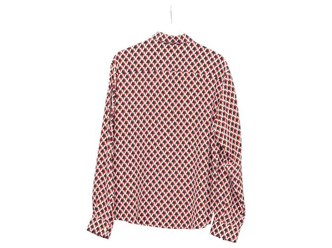 VALENTINO Camicia a maniche lunghe in seta rossa navy Auth ym053M Rosso Blu navy - vista 2