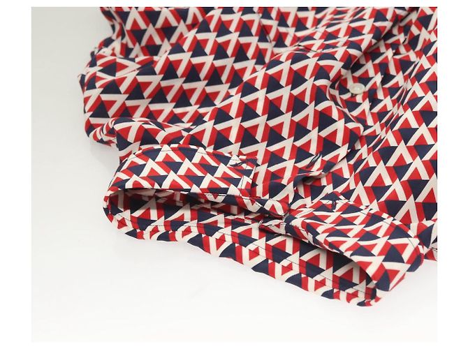 VALENTINO Camicia a maniche lunghe in seta rossa navy Auth ym053M Rosso Blu navy - vista 7