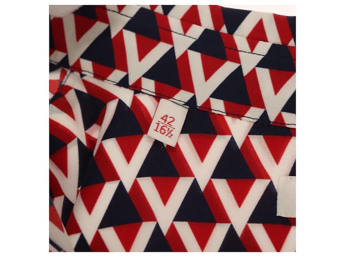 VALENTINO Camicia a maniche lunghe in seta rossa navy Auth ym053M Rosso Blu navy - vista 9