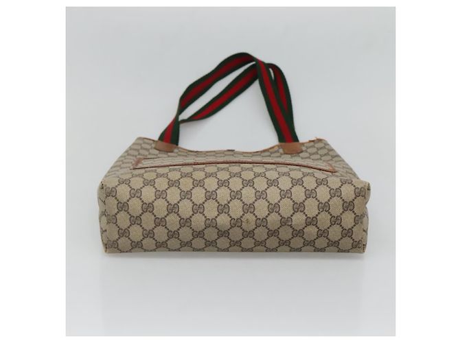 GUCCI GG Supreme Web Sherry Line Tote Bag PVC Beige Oro 39 002 4487 Auth ti3236 - vista 9