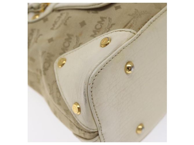 Borsa a spalla in tela MCM Vicetos Logogram beige oro Auth 129427 D'oro - vista 11