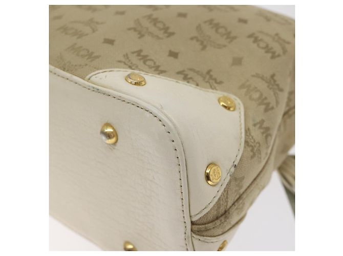 Borsa a spalla in tela MCM Vicetos Logogram beige oro Auth 129427 D'oro - vista 12