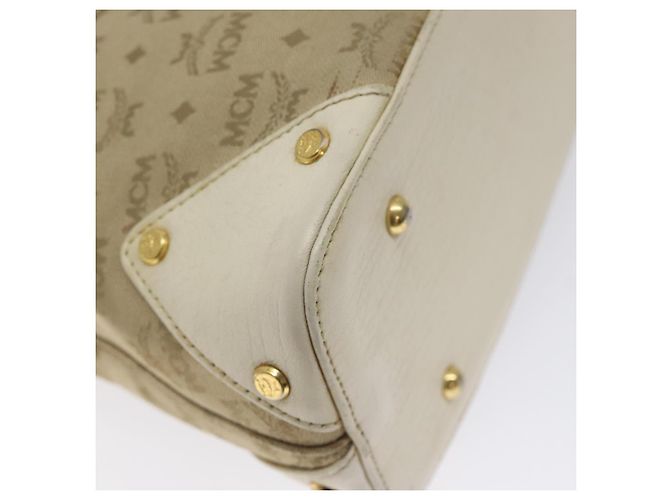 Borsa a spalla in tela MCM Vicetos Logogram beige oro Auth 129427 D'oro - vista 13