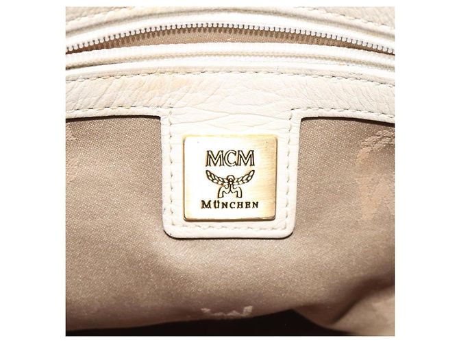 Borsa a spalla in tela MCM Vicetos Logogram beige oro Auth 129427 D'oro - vista 16