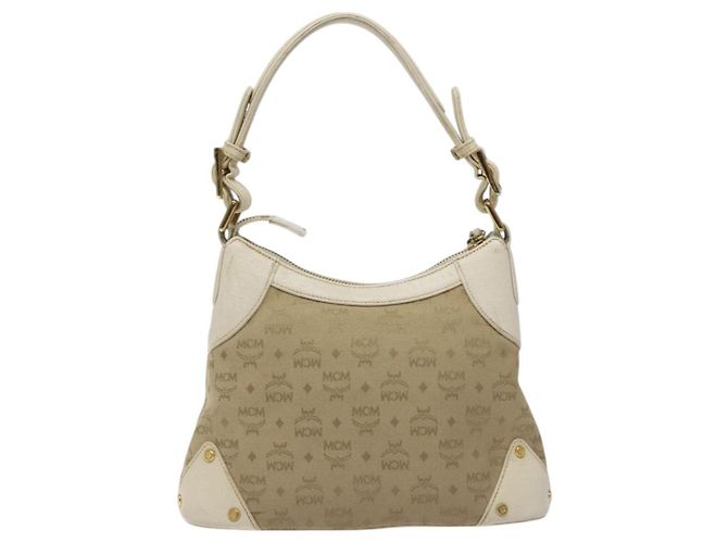 Borsa a spalla in tela MCM Vicetos Logogram beige oro Auth 129427 D'oro - vista 3