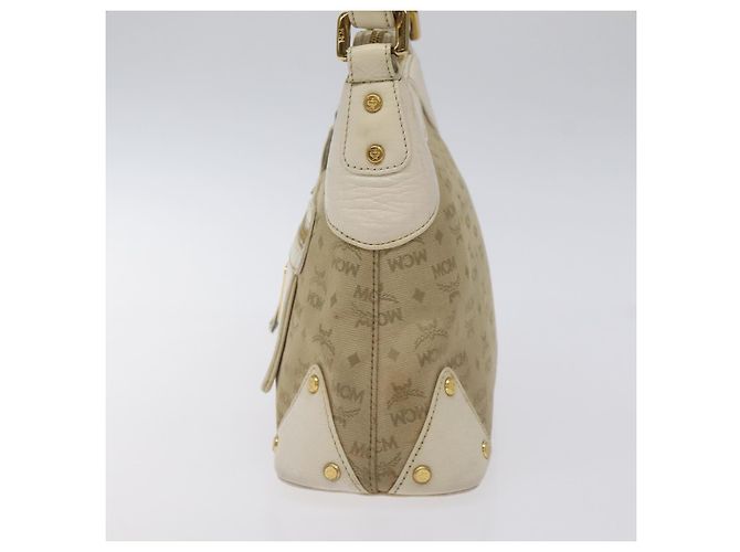 Borsa a spalla in tela MCM Vicetos Logogram beige oro Auth 129427 D'oro - vista 4