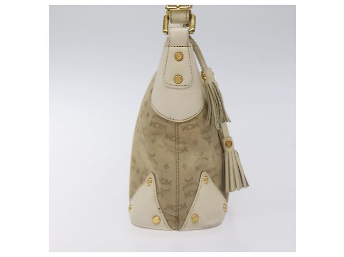 Borsa a spalla in tela MCM Vicetos Logogram beige oro Auth 129427 D'oro - vista 5