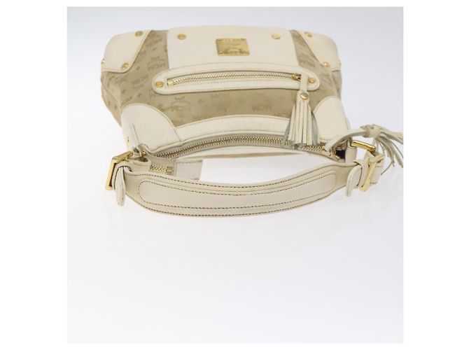 Borsa a spalla in tela MCM Vicetos Logogram beige oro Auth 129427 D'oro - vista 7