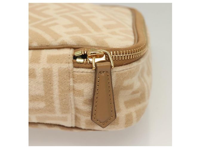 FENDI Zucca Canvas Kosmetiktasche Beige Gold Auth ki5784 Golden - Ansicht 12
