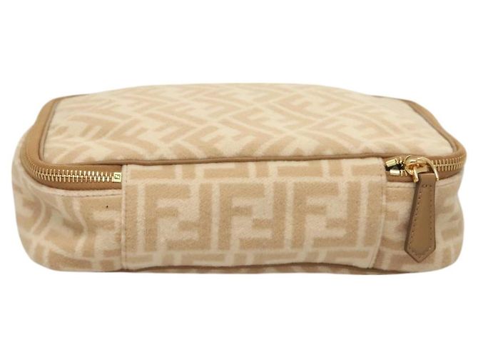 FENDI Zucca Canvas Kosmetiktasche Beige Gold Auth ki5784 Golden - Ansicht 3