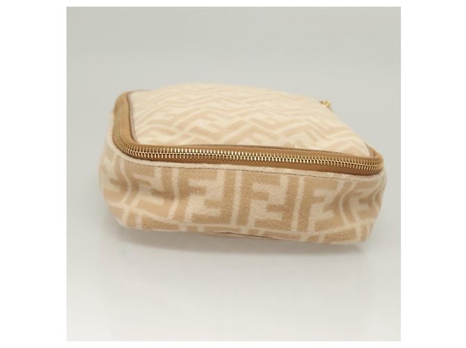 FENDI Zucca Canvas Kosmetiktasche Beige Gold Auth ki5784 Golden - Ansicht 4