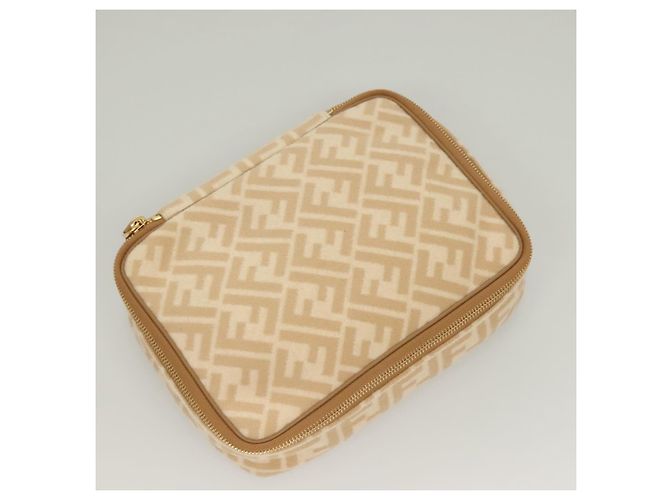 FENDI Zucca Canvas Kosmetiktasche Beige Gold Auth ki5784 Golden - Ansicht 6