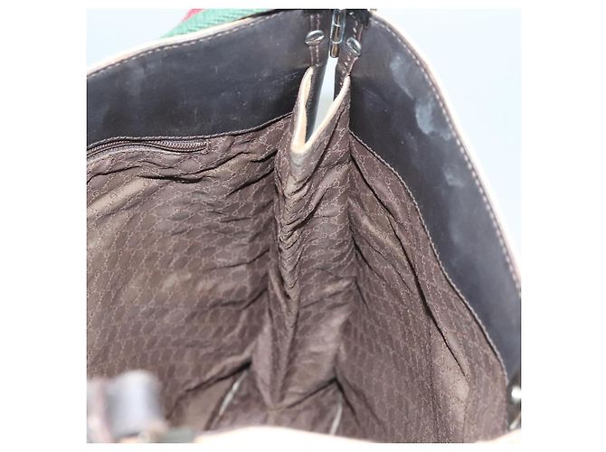 Borsa a spalla GUCCI Web Sherry Line in tela beige argento rosso 001 4306 Auth hk2865 - vista 17
